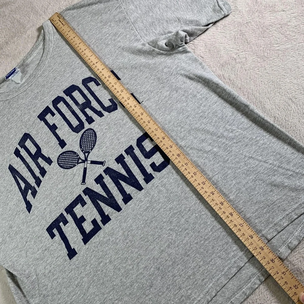 Vintage Air Force Tennis Shirt Mens 2XL Gray Champion Graphic Tee Short Sleeve - Picture 8 of 11